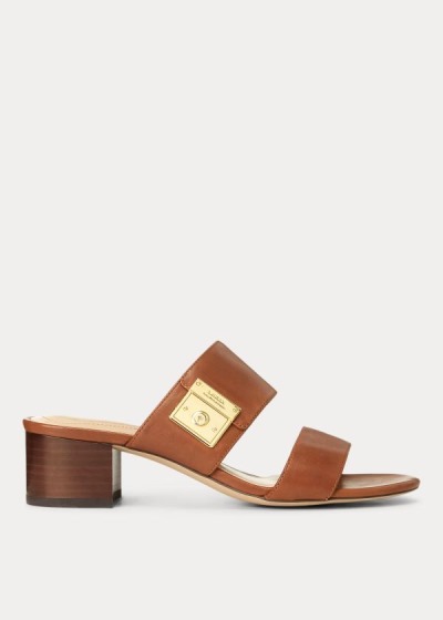 Sandalias Ralph Lauren Mujer Marrom Oscuro - Windham Leather - BLHPS3867